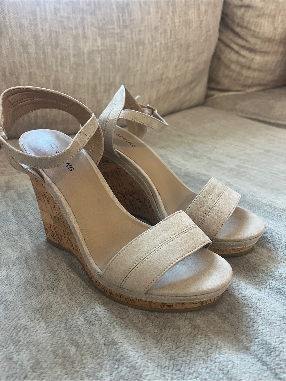 CALL IT SPRING Tan Suede Wedge Sandals